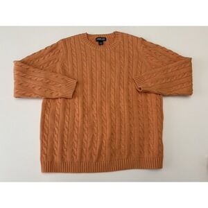 VTG Lands End Merchants Cable Knit Orange Crewneck Sweater Preppy Size 16W/18W